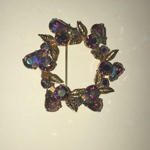 Aqua/Purple/Gold Brooch